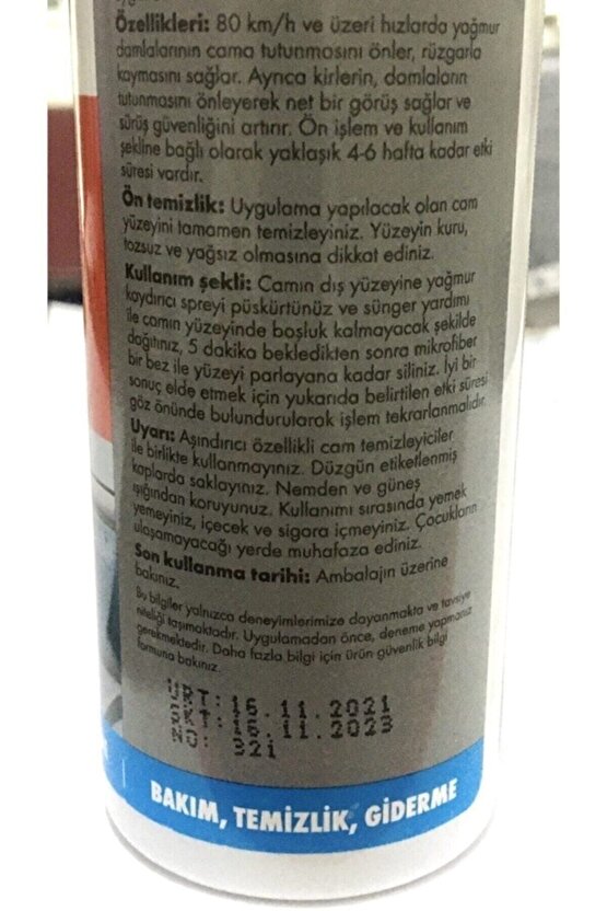 Yağmur Kaydırıcı Sprey