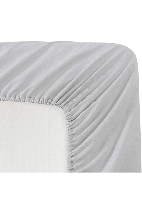 %100 Cotton (PAMUK) 210x240 Cm Çift Kişilik Gri Lastiksiz Düz Çarşaf