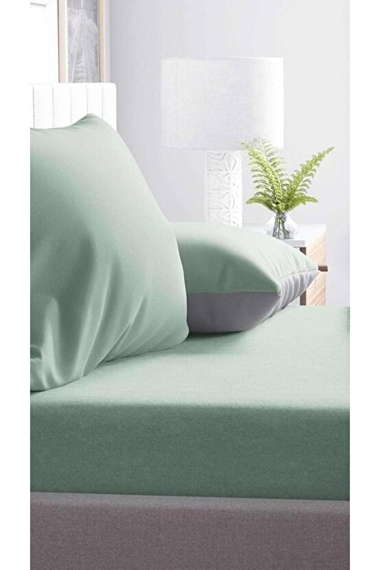 %100 Cotton (PAMUK) Su Yeşili 100x200 30 Cm Fitted (LASTİKLİ) Tek Kişilik Çarşaf Bed Sheett