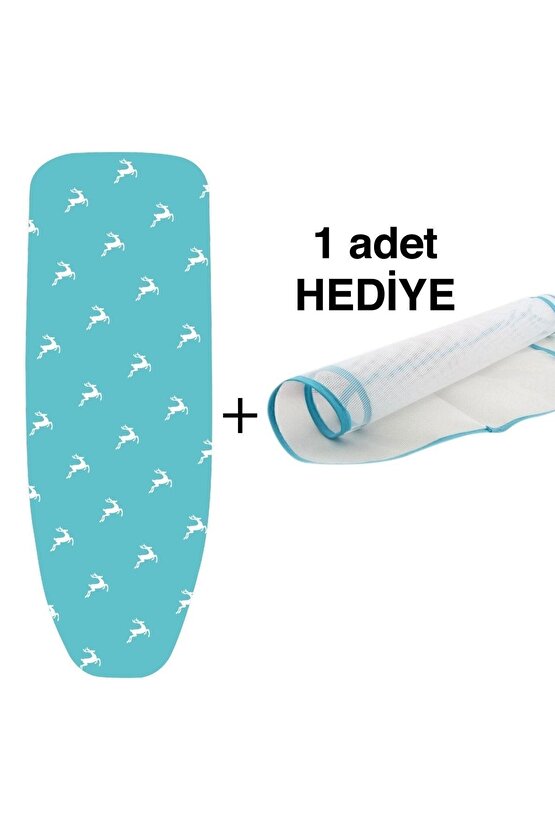 (HEDİYELİ) Turkuaz Ütümasası Örtüsü Kılıfı1 Adetkoruyucu File Ütüleme Pedi Hediyeli