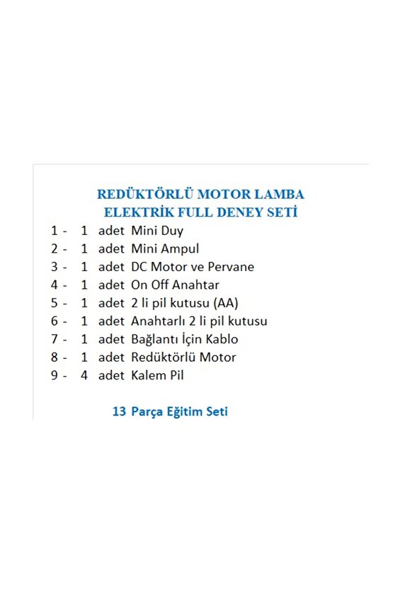 REDÜKTÖRLÜ MOTOR LAMBA ELEKTRİK FULL DENEY SETİ
