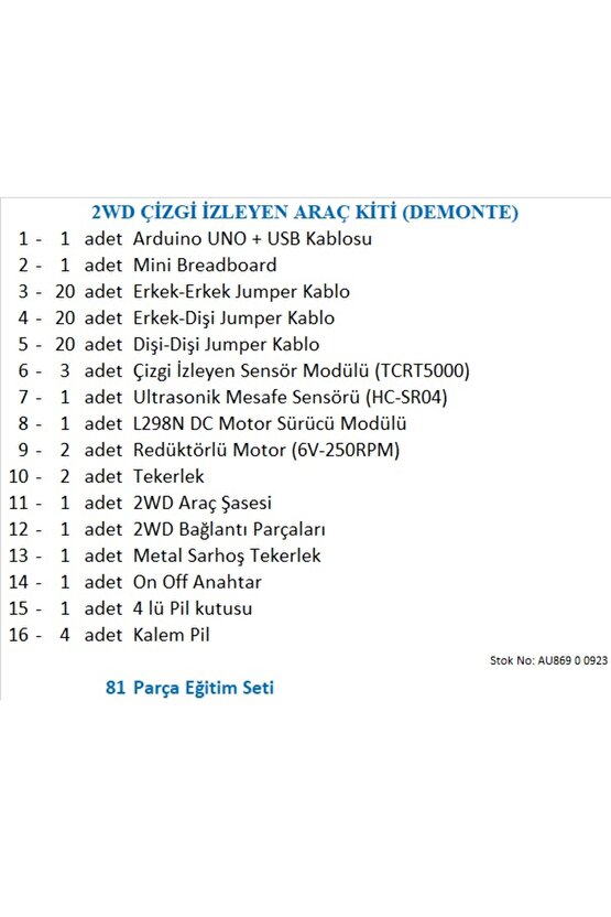 2WD ÇİZGİ İZLEYEN ARAÇ KİTİ (DEMONTE)