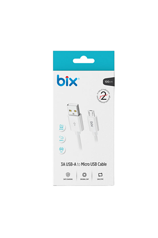 bx100mw 3a usb-a to mıcro usb Chargıng cable,Beyaz