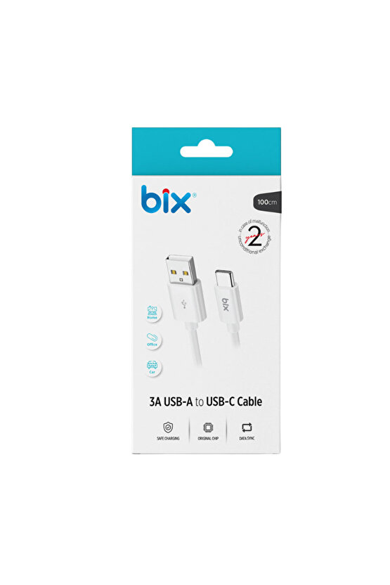 bx100cb 3a usb-a to type-c chargıng Cable black
