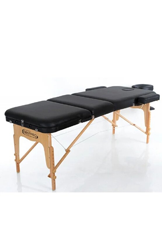 Restpro Vip 3 Siyah Renk Katlanabilir Ahşap Masaj Masası (AVRUPADAN İTHAL) 3 parçalı