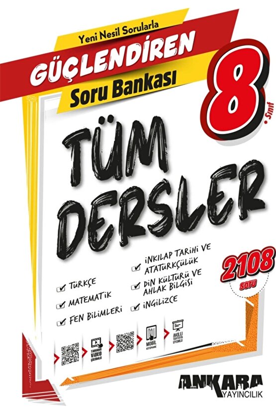 ANKARA YAYINCILIK 8. Sınıf Güçlendiren Tüm Dersler Soru Bankası