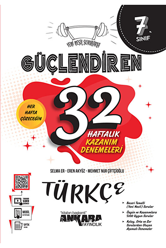 7. Sınıf Güçlendiren 32 Haftalık Türkçe Kazanım Denemeleri  Ankara Yayıncılık  9786258149357
