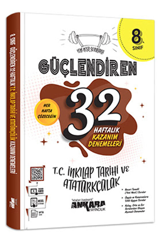 Ankara Yayın 8. Sınıf Güçlendiren 32 Haftalık T.c Inkılap Tarihi Ve Atatürkçülük Kazanım Denemeleri