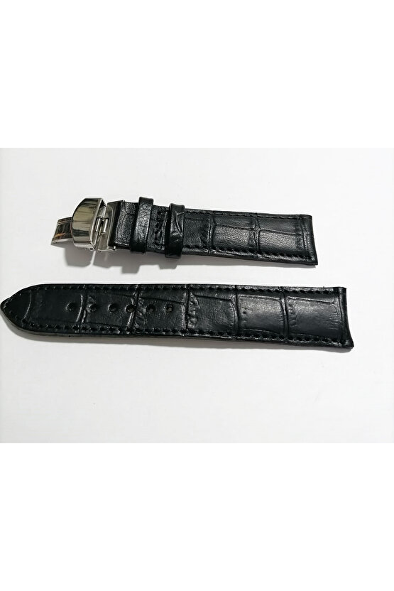 &Hertür Saate &Uygun Kelebek Toka 18 MM Siyah kordon (272) gumus toka
