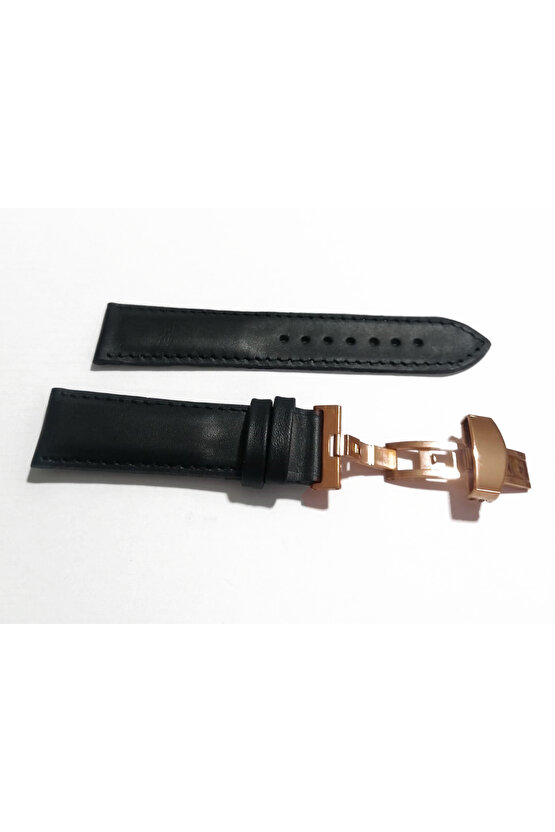Her Saate Uygun Kelebek Toka 22 mm Hakiki Deri (235) ROSE TOKA SİYAH