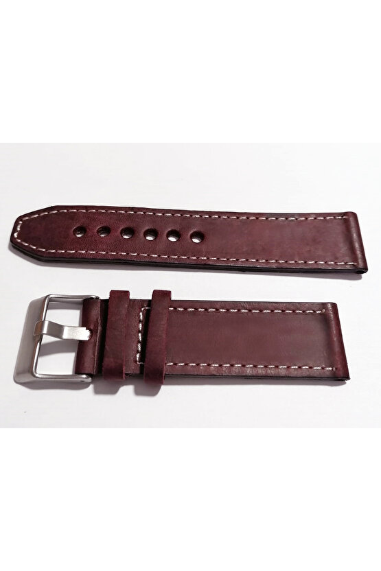 &Her Saate Uyumlu Hakiki Grizi Deri Saat Kordonu 20  mm  (162 )  bordo
