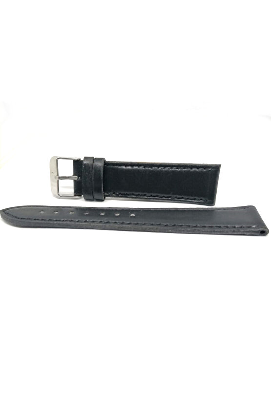 HAKİKİ DERİ  SİYAH  DÜZ  20 MM   SAAT KORDONU