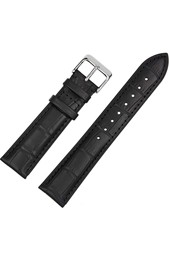 Siyah Kroko< 6 > Hakiki Dana Derisi Saat Kordonu Kayış 22 Mm