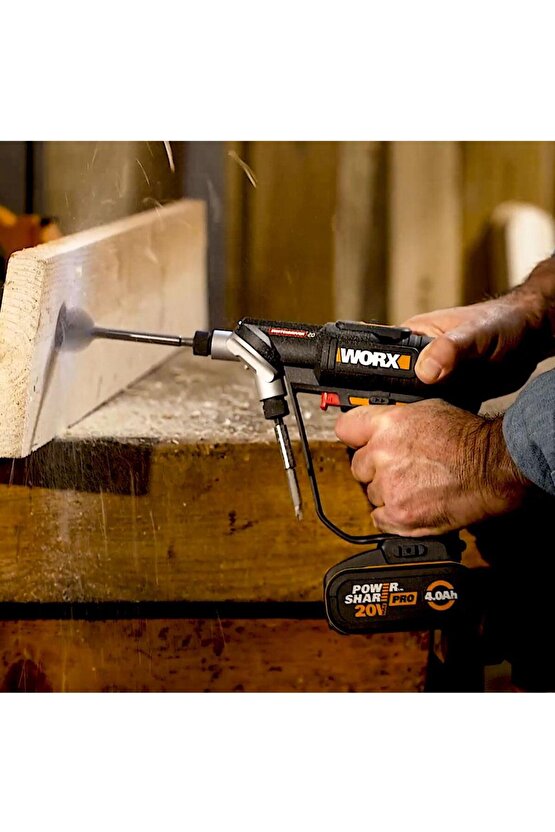 WX177 20Volt2.0Ah Li-ion Döner Kafa ve Çift Mandrenli Profesyonel Kömürsüz Şarjlı Matkap + 6 P