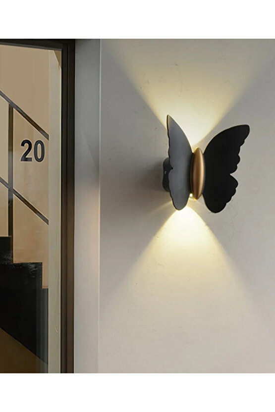 Modern Duvar Power Iç Ve Dış Mekan Aplik Butterfly Led Aplik Siyah Gövde Gün Işığı Kelebek Aplik