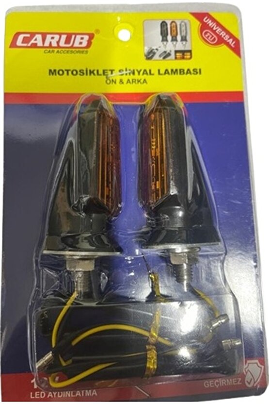 Motosiklet Sinyal Lamba Üniversal 12V Sarı Cam Sarı Led 2Li