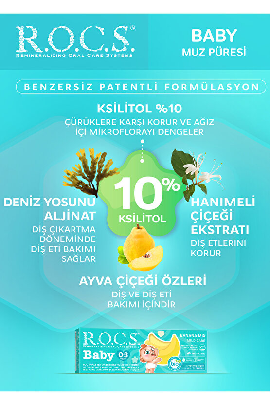 R.O.C.S. Baby 0-3 Yaş Muz Püresi Tadında Bebek Diş Macunu 45G