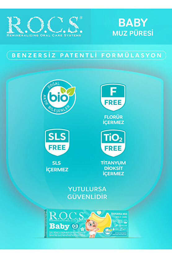 R.O.C.S. Baby 0-3 Yaş Muz Püresi Tadında Bebek Diş Macunu 45G