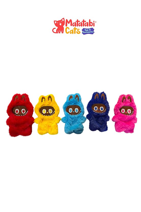 LABU (PELUŞ,ÇINGIRAKLI,MATATABİ Lİ(Labubu style cat toy KEDİ NANESİ DEĞİLDİR)KEDİ OYUNCAĞI