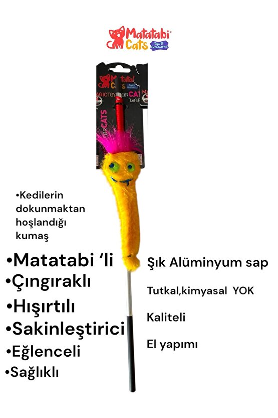 Matatabi Cats ZOBİ Al. saplı kedi oltası(Matatabi,çıngırak,özel hışırtı içerir.özel pelüş kumaş)