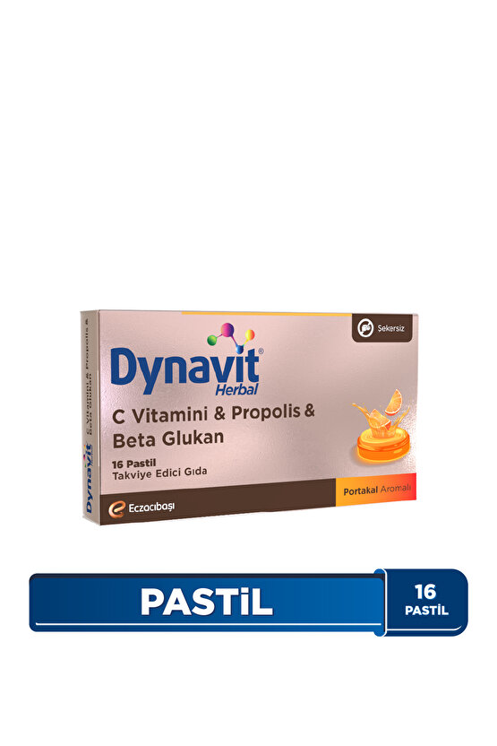 Herbal C Vitamini, Propolis & Beta Glukan 16 Pastil - Bağışıklık - C Vit, Propolis, Beta Glukan