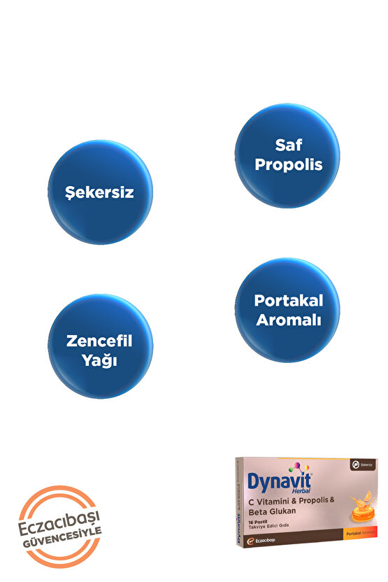 Herbal C Vitamini, Propolis & Beta Glukan 16 Pastil - Bağışıklık - C Vit, Propolis, Beta Glukan