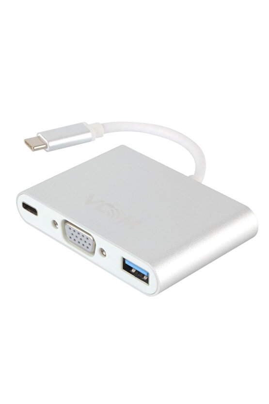 Cu426m Type-c-m To Vga-f Usb 3.0-f Type-c-f Çevirici
