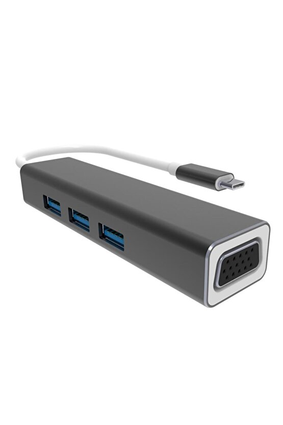 DH319 Type-C To Usb 3.0-3 Vga Çevirici
