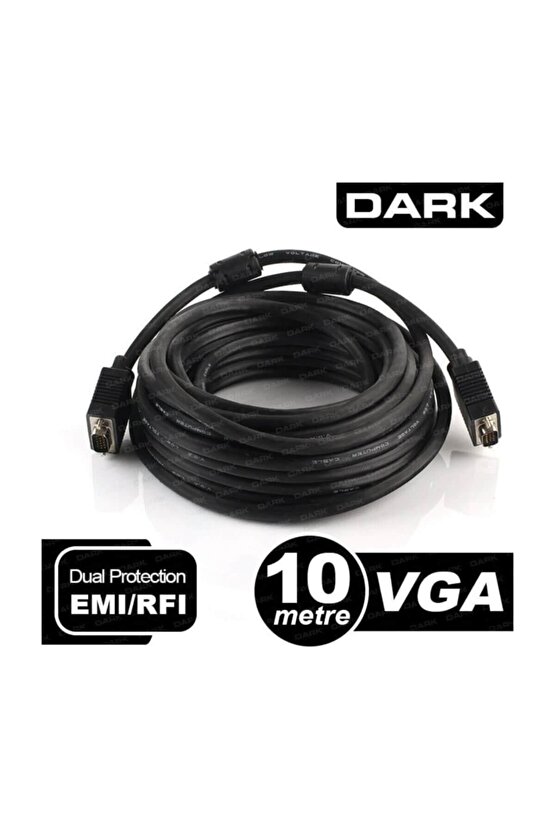 DK-CB-VGAL1000 10M Ferrit core EMIRFI Filtreli VGA kablosu