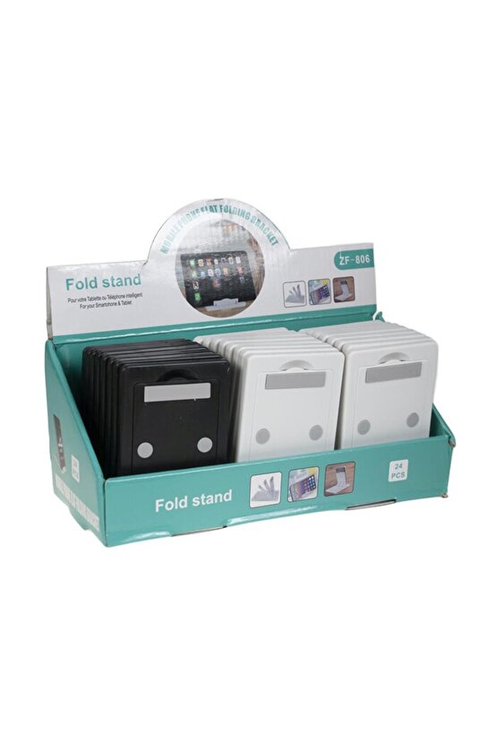 ZF-806 24lü Karton Stanlı Ayarlanabilir Telefon Standı (Siyah-Beyaz)
