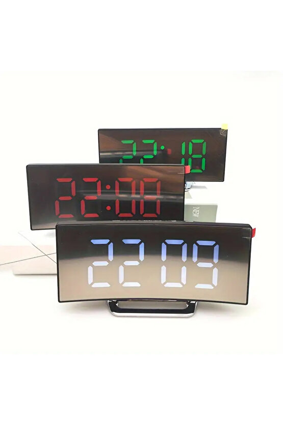 LED Yaratıcı Kavisli Yüzey Dijital Saat Ekranı Ayna Masa Saati Elektronik Masaüstü Uyku Fonksiyonlu