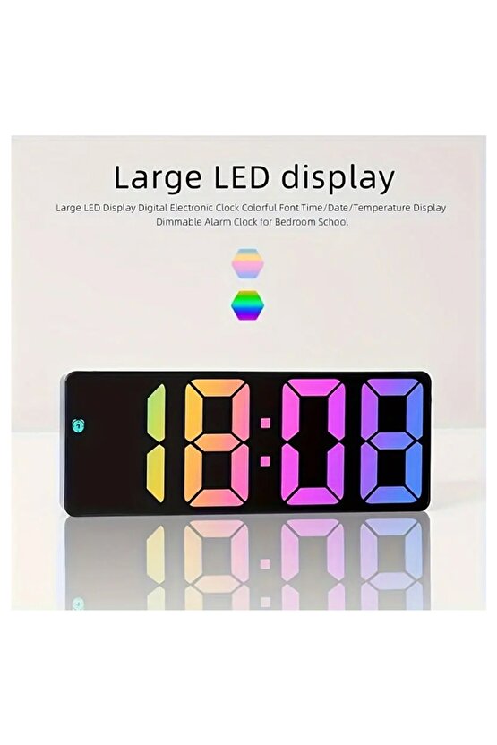 Büyük Ekran LED Dijital Saat Sıcaklık ve Tarih Göstergesi ile - Sessiz, Sesli Kontrolü ile, Yüksek Ç