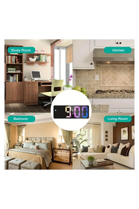 Büyük Ekran LED Dijital Saat Sıcaklık ve Tarih Göstergesi ile - Sessiz, Sesli Kontrolü ile, Yüksek Ç