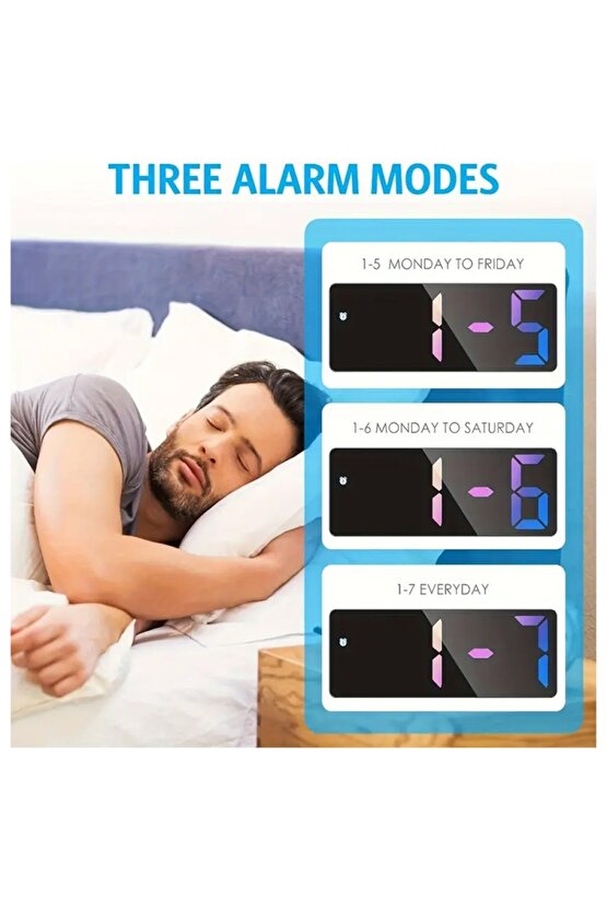 Büyük Ekran LED Dijital Saat Sıcaklık ve Tarih Göstergesi ile - Sessiz, Sesli Kontrolü ile, Yüksek Ç