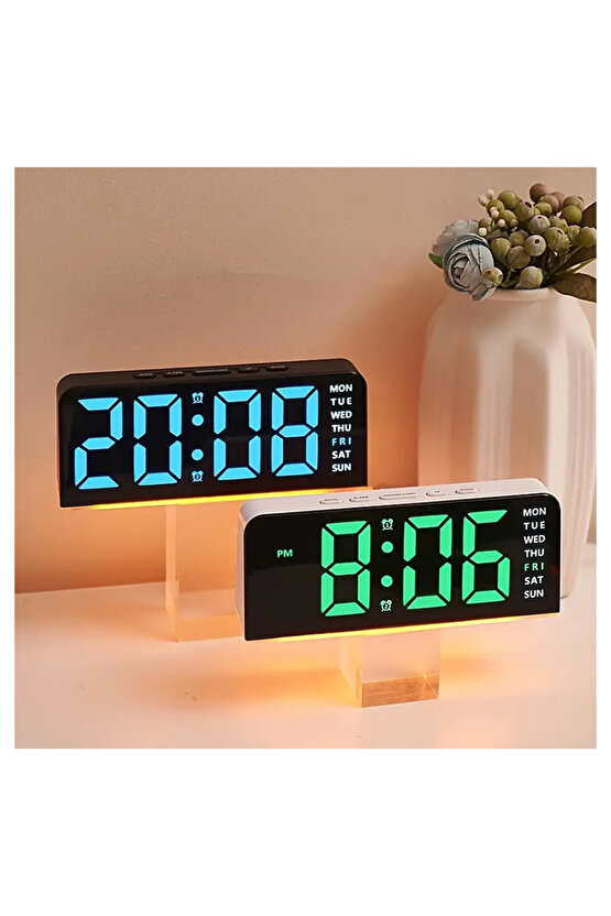 Hafif ve Şık Dijital Alarm Saati, 4 Seviyeli Parlaklık Ayarları, USB Güçlü, 1224 Saat LED Saat, Yat