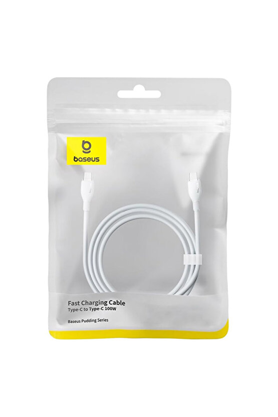 Pudding Hızlı Şarj Özellikli Type-C to Type-C 100W Kablo 1.2m. Beyaz