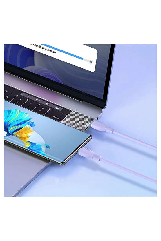 Pudding Hızlı Şarj Özellikli Type-C to Type-C 100W Kablo 1.2m. Mor