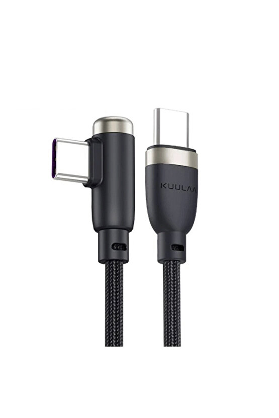 KL-X41KL-X40 L- Tipi 90 Derece 60W 3A Hızlı Şarj Type-C Kablo 1 Metre Siyah