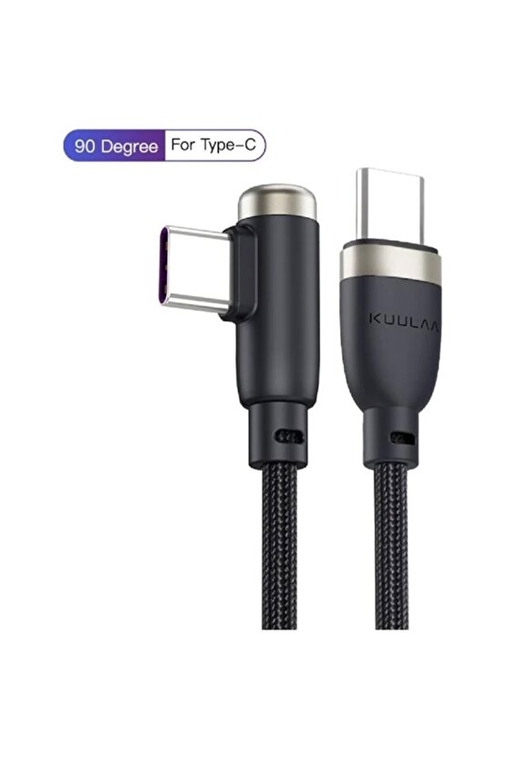 KL-X41KL-X40 L- Tipi 90 Derece 60W 3A Hızlı Şarj Type-C Kablo 1 Metre Siyah