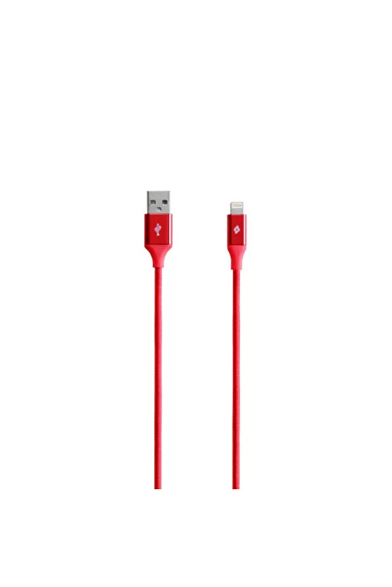 Alumicable™ Lightning Usb ŞarjSenkronizasyon Kablosu 2Dk16K,Kırmızı