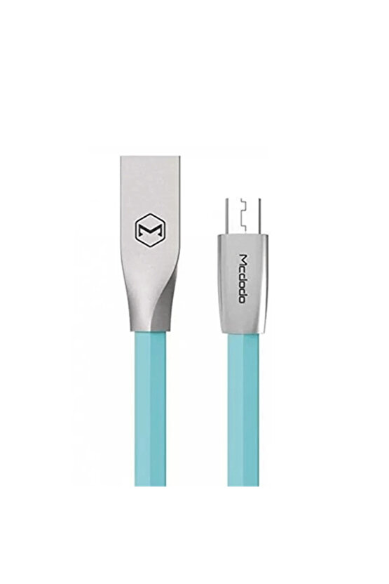 CA-1252 2.4A 1Mt Çinko Alışım Yassı Dörtgen Micro Usb Data Mavi