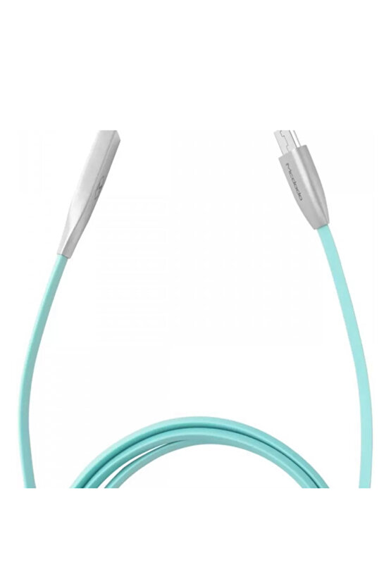 CA-1252 2.4A 1Mt Çinko Alışım Yassı Dörtgen Micro Usb Data Mavi