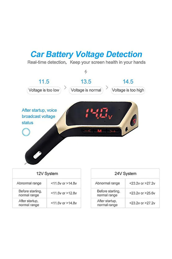 V1 CAR FM Verici Mikrofonlu ve USBli FM Verici Araba