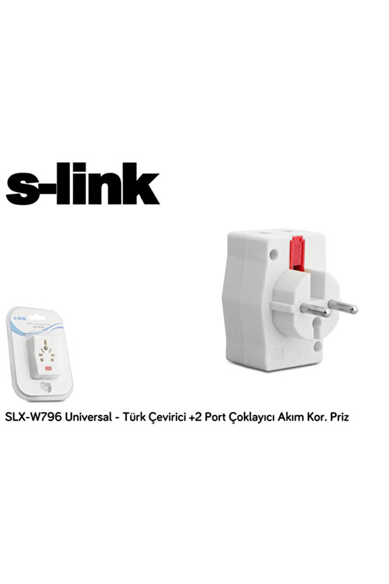 Slx-w796 Universal - Türk Çevirici 2 Port Çoklayıcı Akım Kor. Priz