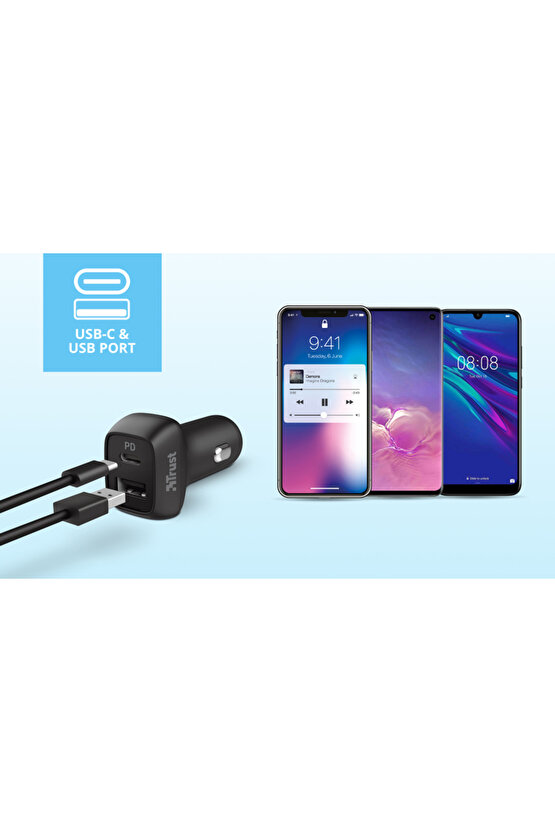 Qmax 30W Ultrafast Usbc & Usb Car Charger With Pd3.0 Tru23560