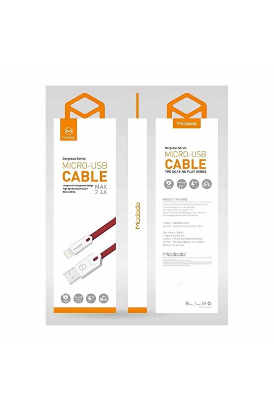 Ca0431 MicroAndroid Dataşarj Kablosu 1M Kırmızı
