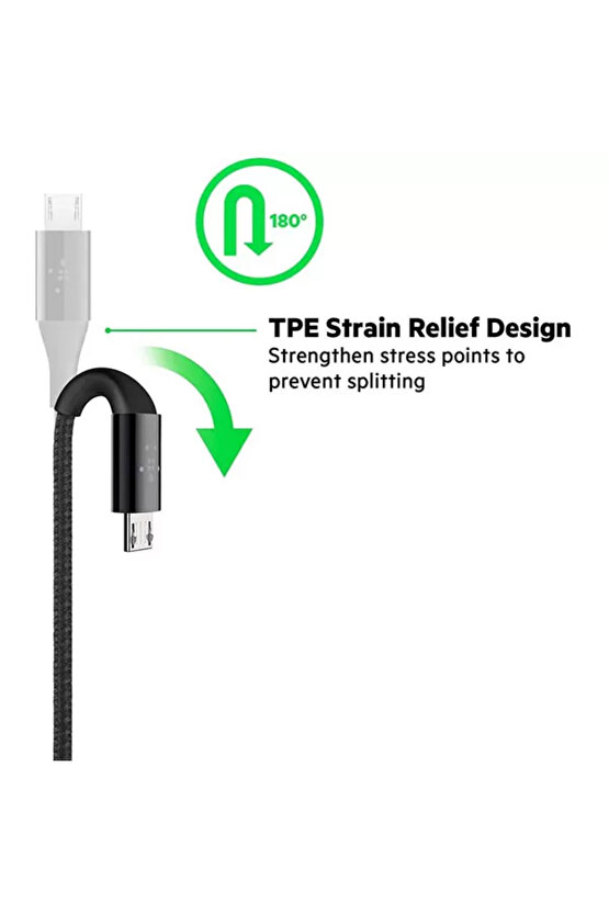 Premium Kevlar Micro Usb 2.4A Kablo 1.2M,Rose Gold