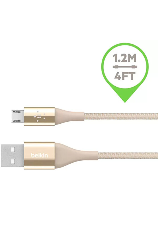 Premium Kevlar Micro Usb 2.4A Kablo 1.2M,Rose Gold