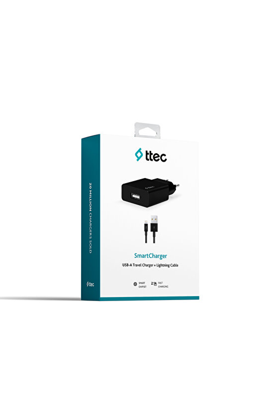 2SCS20LS SmartCharger 2.1A Seyahat Şarj Aleti + Lightning Kablo,Siyah