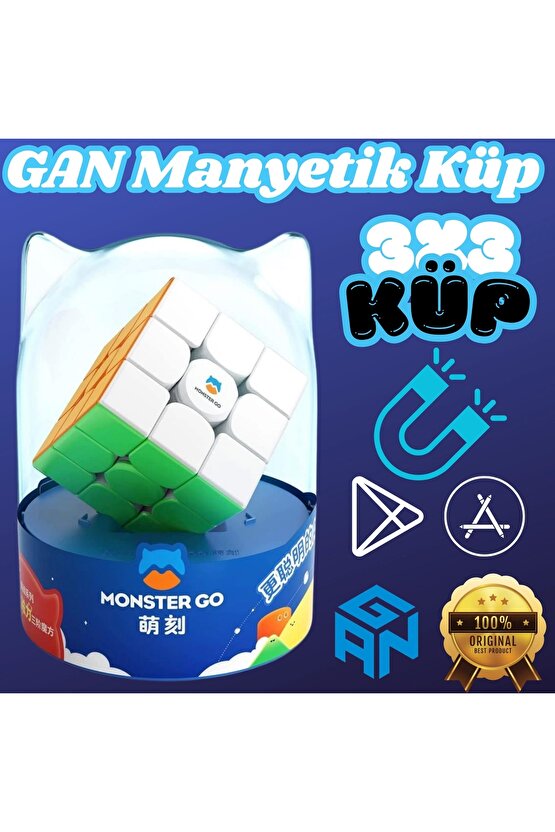 Profesyonel GAN Monster Go Standard 3x3 Manyetik Küp - Zeka Küpü - Akıl Küpü - Monster Küp